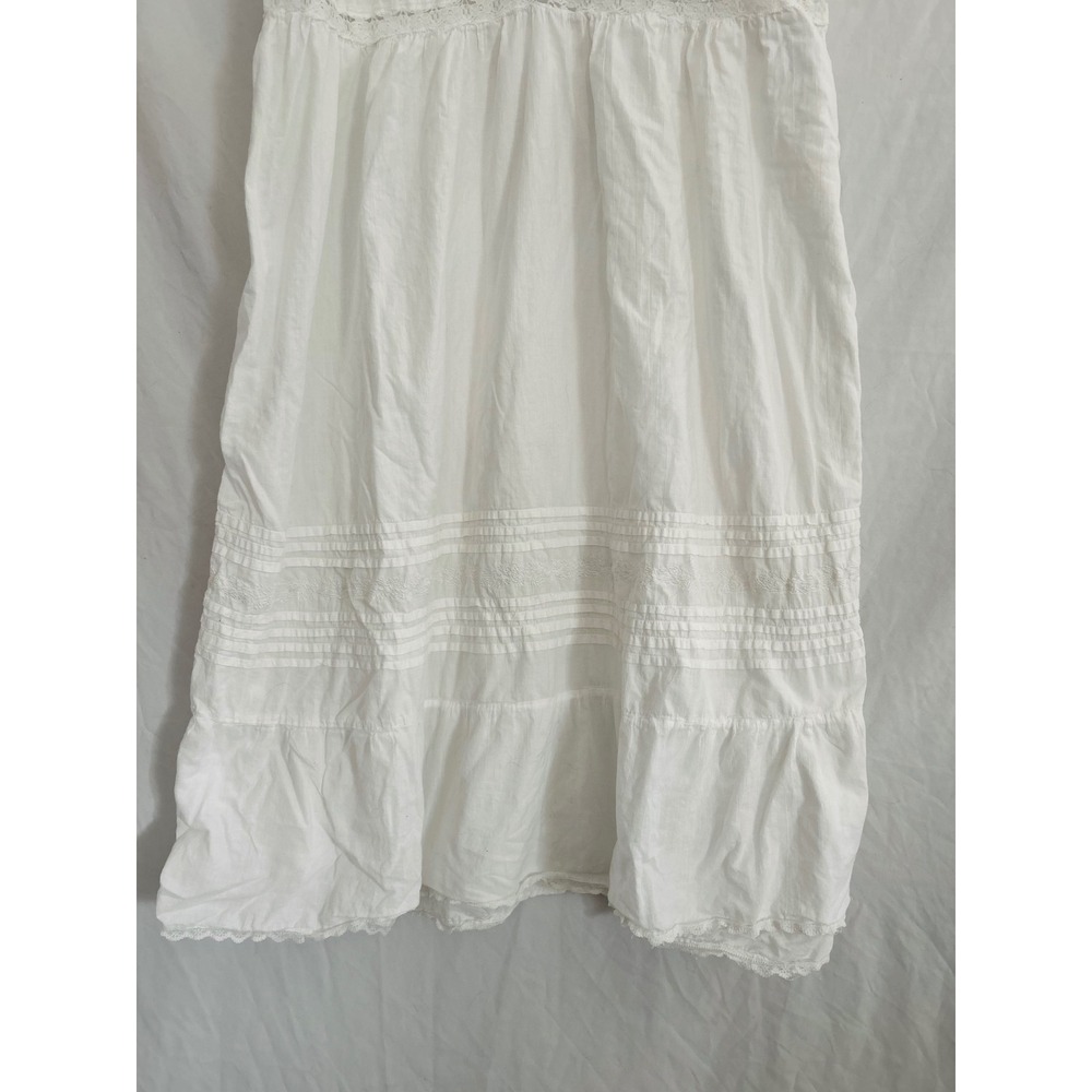Saybury White Cotton Lace Trimmed Button Front Tiered Midi Dress large Vintage - Picture 4 of 9